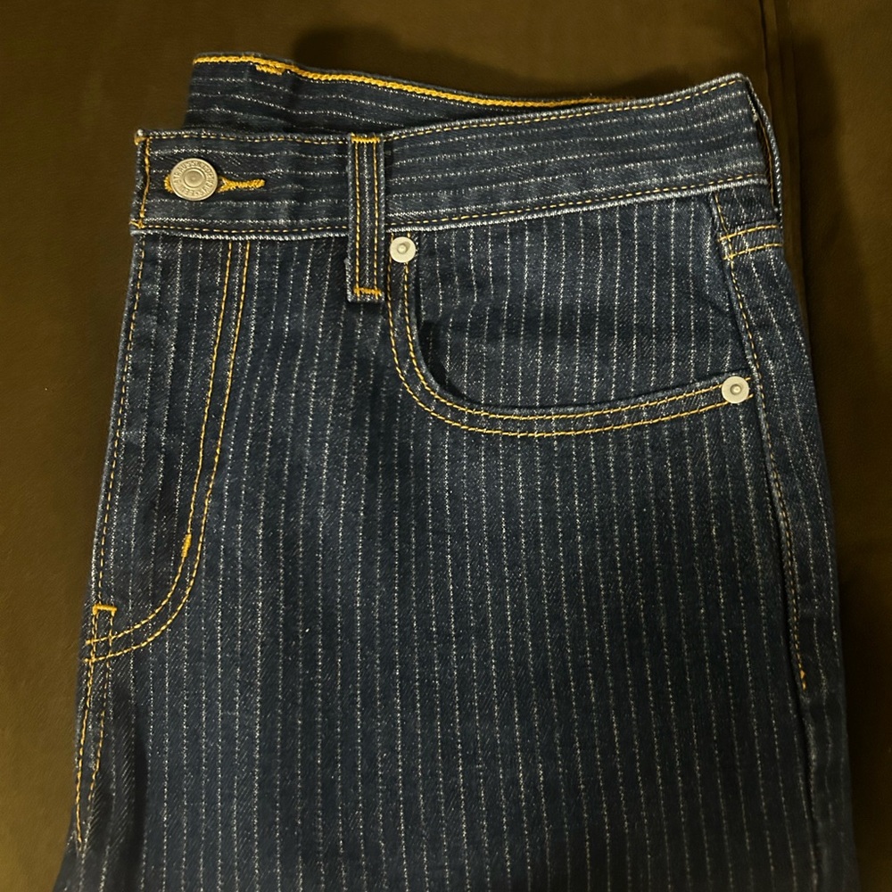 Levi's Women's Blue Striped Straight Jeans